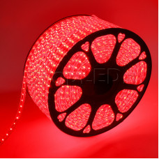 LED лента 220 В, 10х7 мм, IP67, SMD 2835, 60 LED/m, цвет свечения красный, бухта 100 м